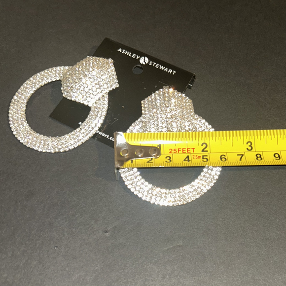 Ashley Stewart Gorgeous Stud Hoop Earrings silver color - Picture 5 of 6